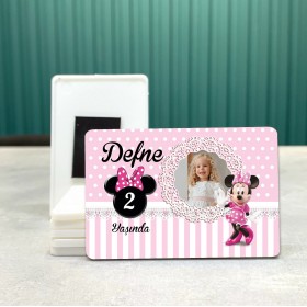 Dikdörtgen 504-2 Yaş Magnet - Minnie Mouse Tasarımlı Doğum Günü Yaş Magneti
